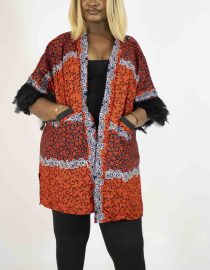 Afro- Majestic Kimono (Feathers)