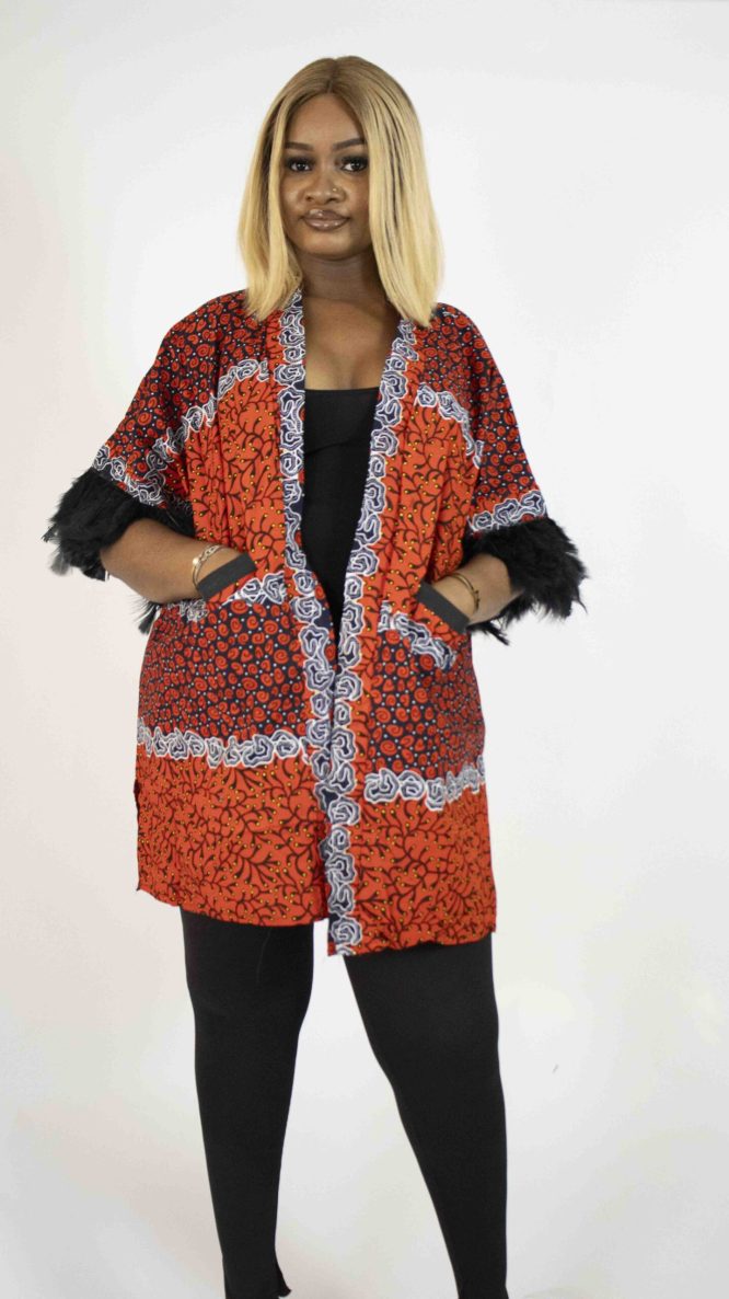 Afro- Majestic Kimono (Feathers)