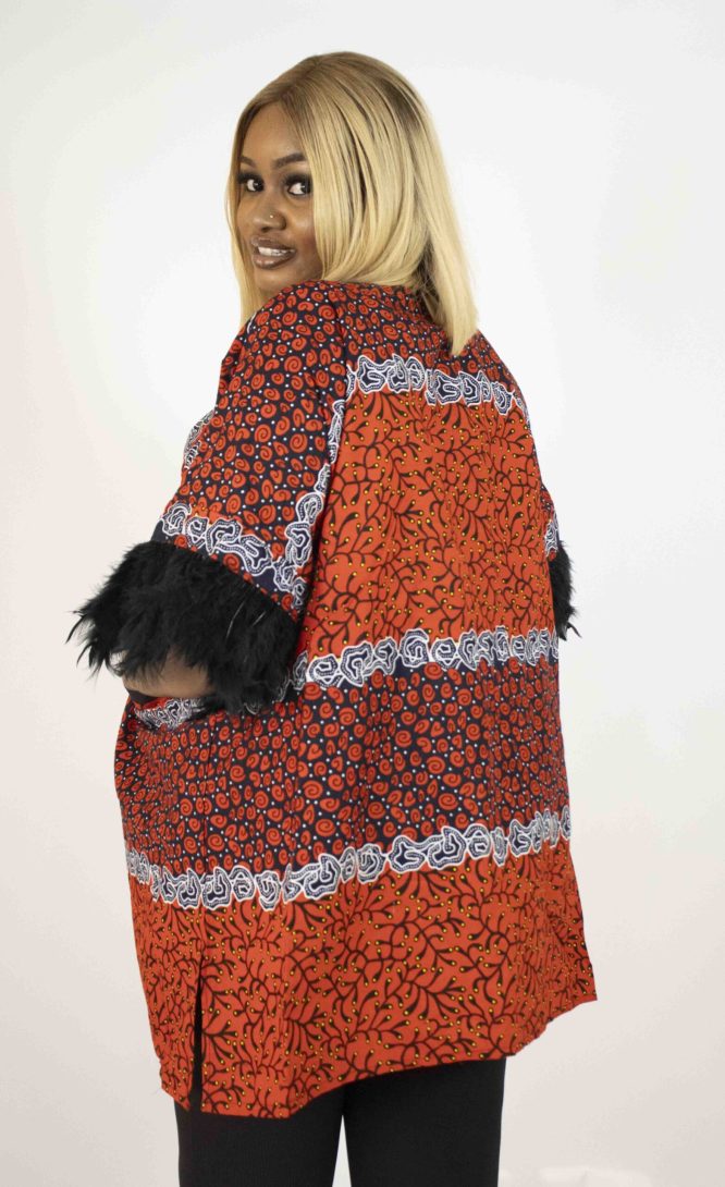Afro- Majestic Kimono (Feathers)